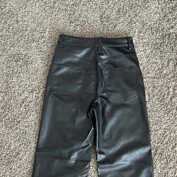 Zara High Rise Straight Leg Vegan Leather Pant Black - Picture 7 of 12
